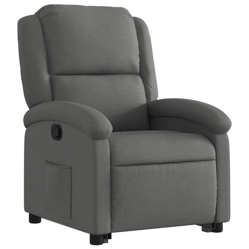 Stand Up Recliner Chair Dark Grey Fabric Power Lift Electric Motor Manual