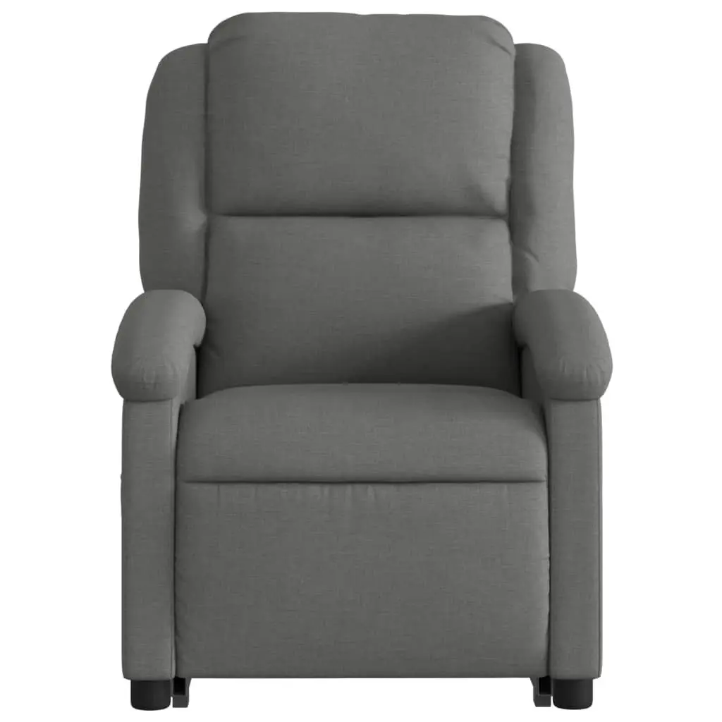 Stand Up Recliner Chair Dark Grey Fabric Power Lift Electric Motor Manual