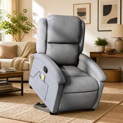Grey Fabric Massage Recliner Chair with Electric Lift