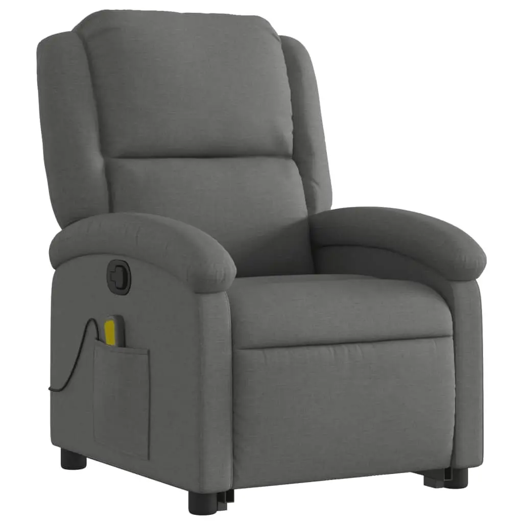 Electric Massage Chair Grey Fabric Stand Up Recliner with Power Lift Function and Vibration Massage