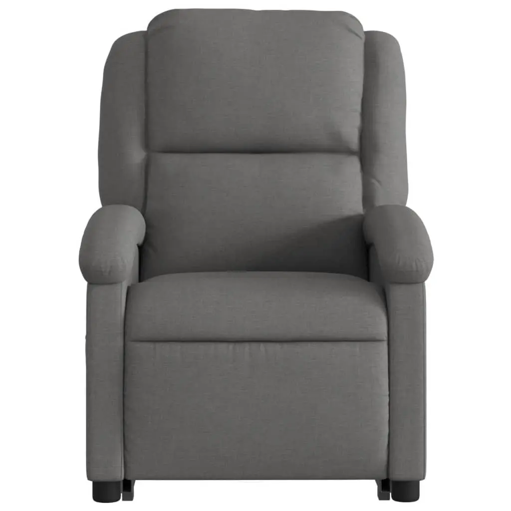 Electric Massage Chair Grey Fabric Stand Up Recliner with Power Lift Function and Vibration Massage