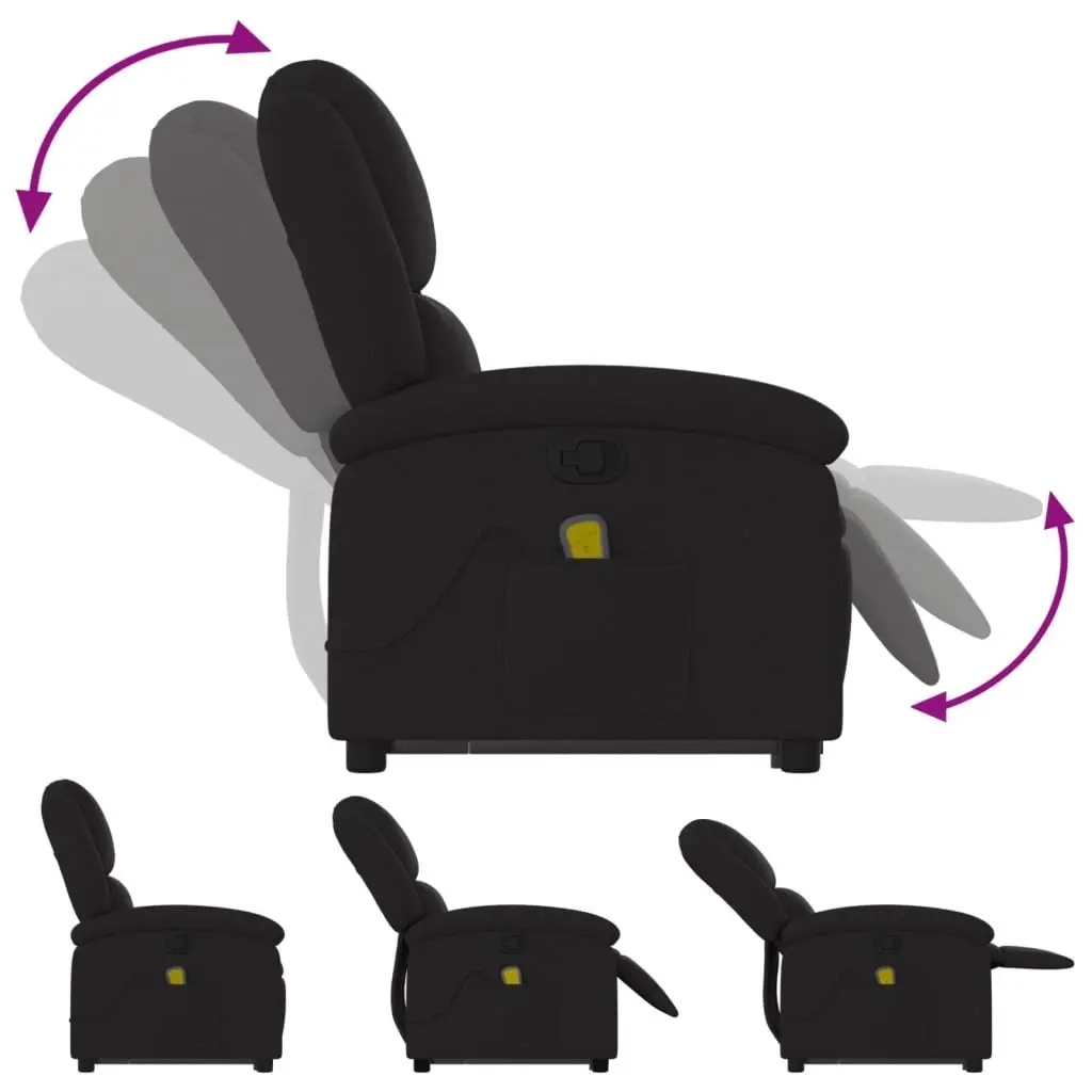 Electric Massage Recliner Chair Black Fabric Power Lift 135 Degrees Vibration Massage
