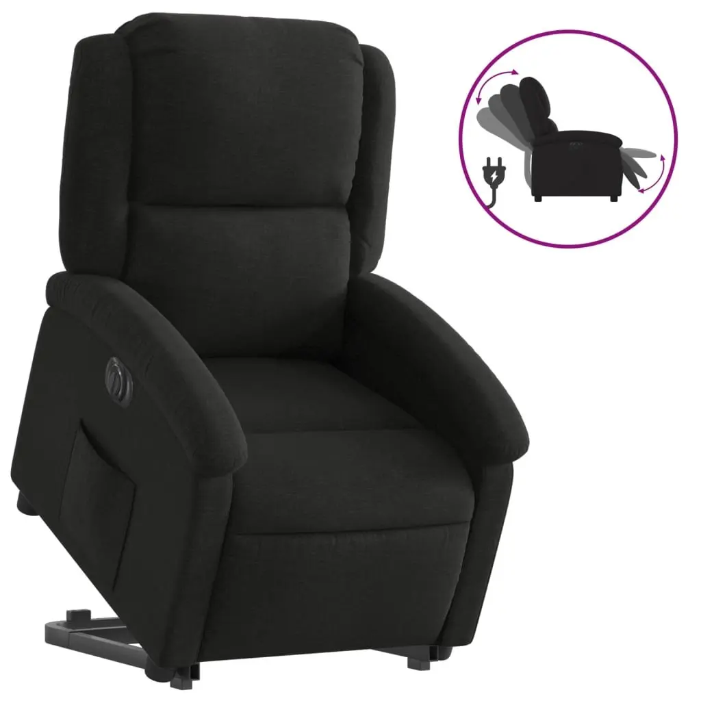 Electric Recliner Chair Black Fabric Power Lift Armchair for Elderly