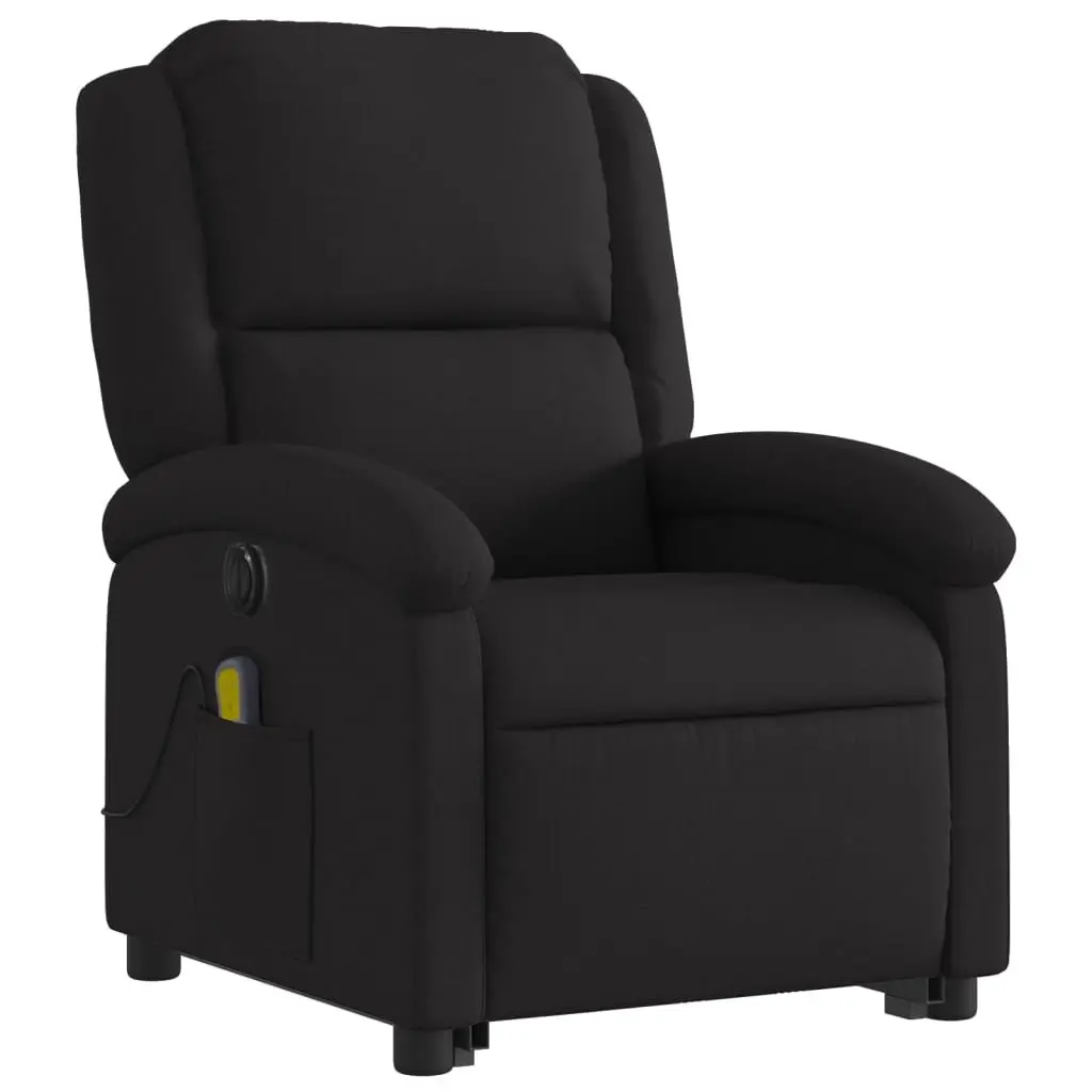 Electric Massage Recliner Chair Black Fabric Power Lift Function for Elderly