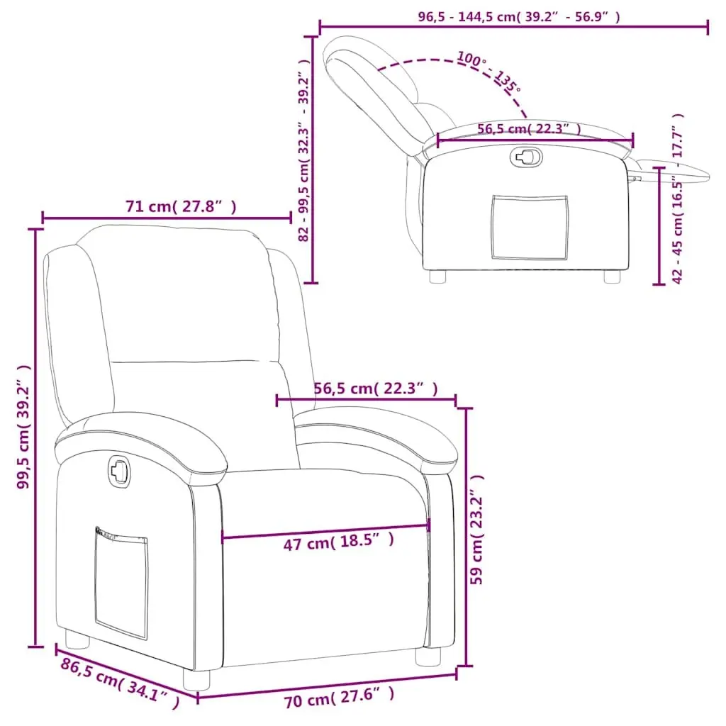 Recliner Chair Manual Reclining Armchair with Footrest Padded Black Lounge
