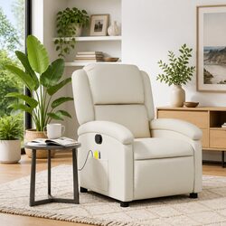 Cream Massage Recliner Chair with Vibration – Short and Sweet