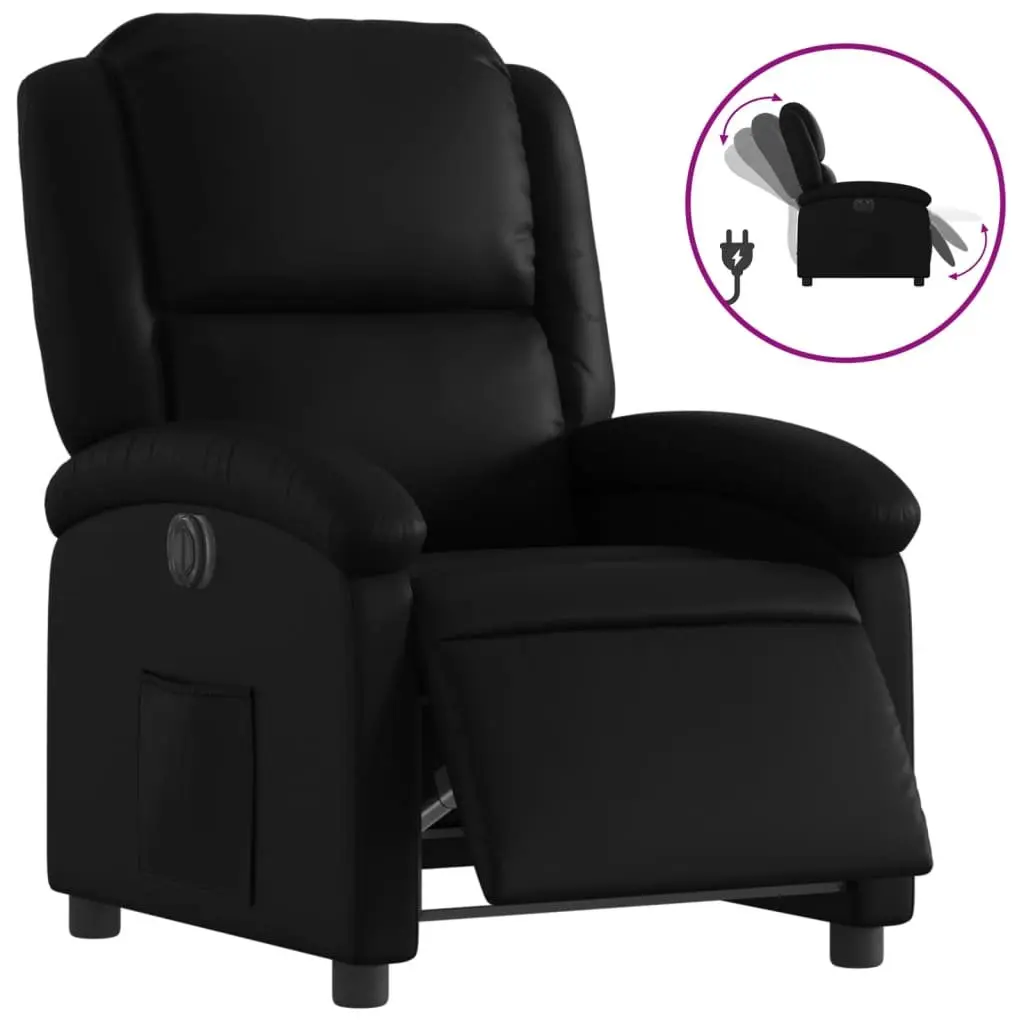 Electric Recliner Armchair Adjustable Remote Control Black Faux Leather 135 Degrees