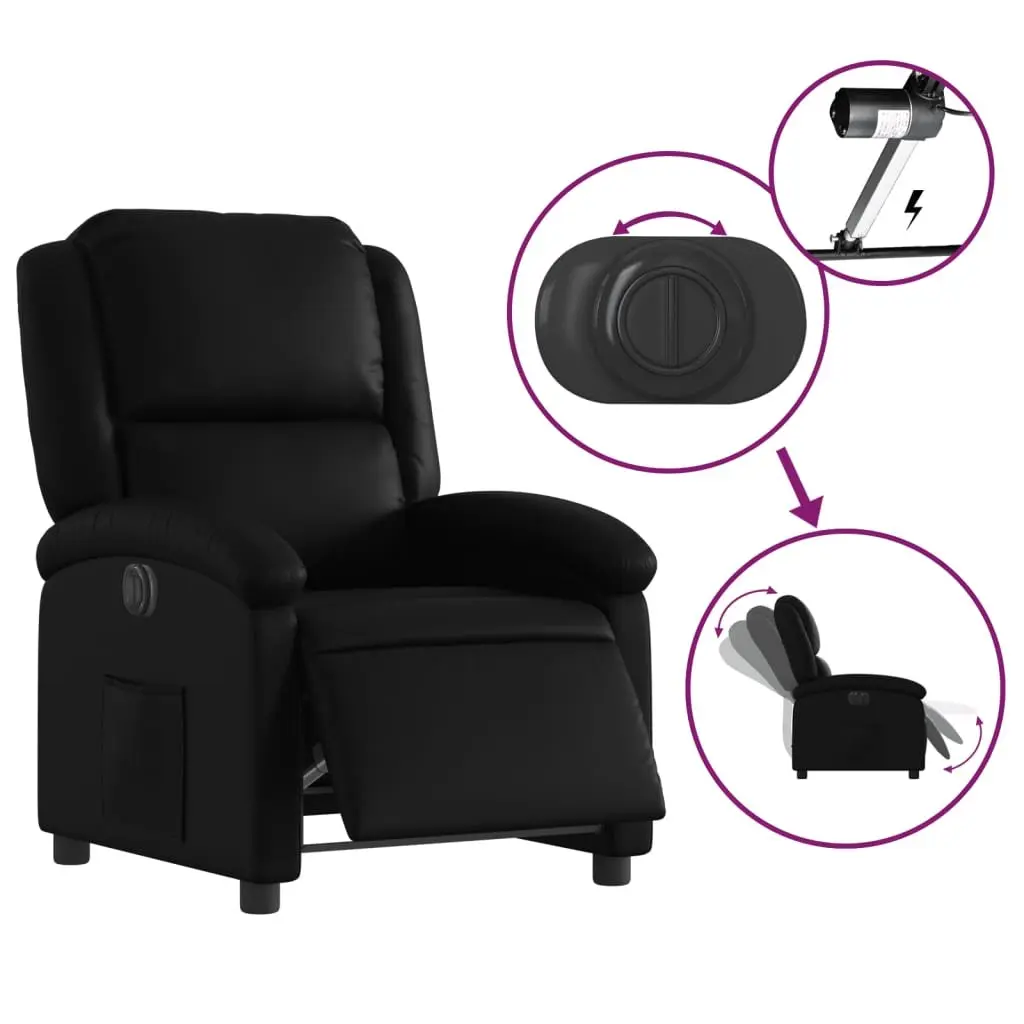 Electric Recliner Armchair Adjustable Remote Control Black Faux Leather 135 Degrees