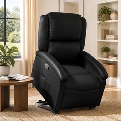 Black Faux Leather Recliner Chair with Electric Lift