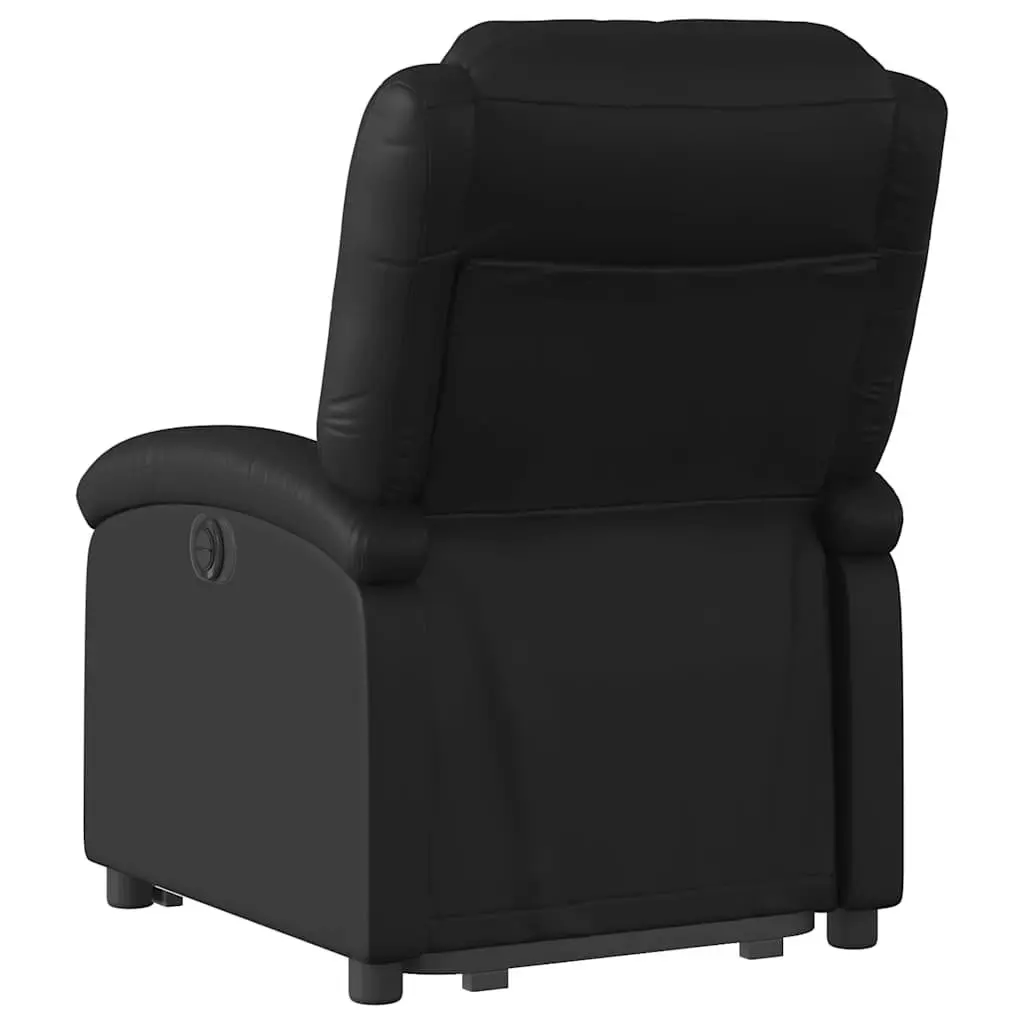 Electric Power Lift Recliner Chair Faux Leather Black Manual Reclining Wide Armrests