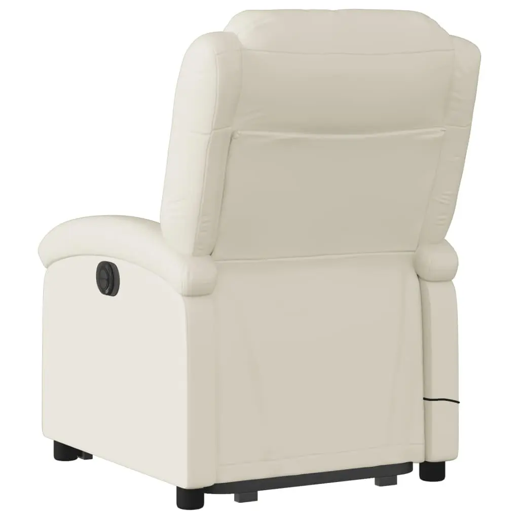 Stand Up Massage Recliner Chair Cream Faux Leather Electric Power Lift Vibration