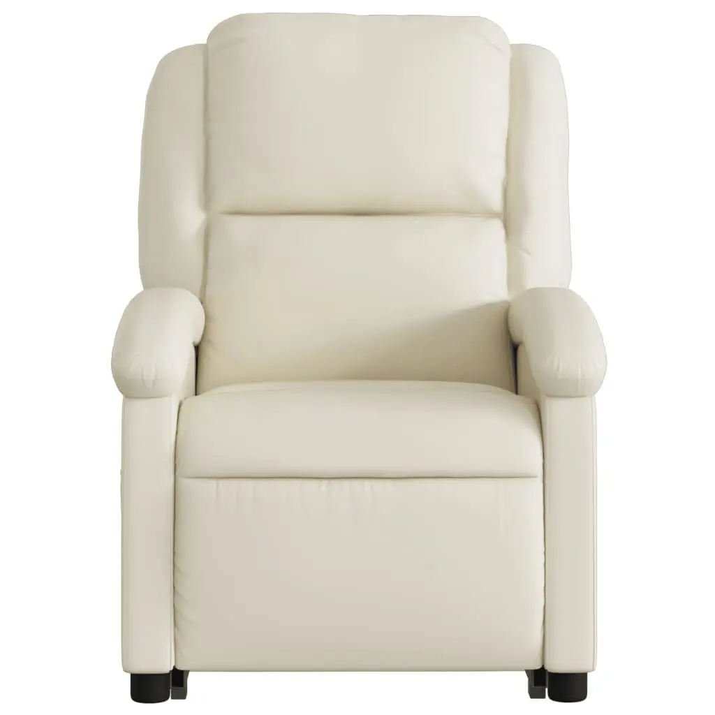 Stand Up Massage Recliner Chair Cream Faux Leather Electric Power Lift Vibration