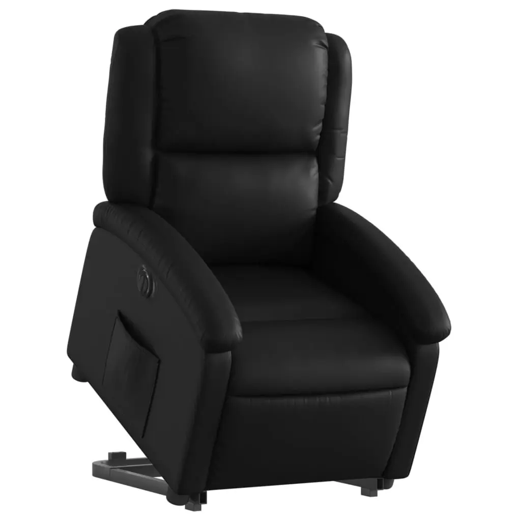 Electric Recliner Chair Faux Leather Black Power Lift Adjustable Backrest and Footrest
