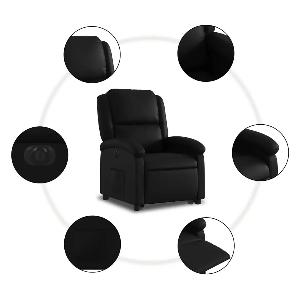 Electric Recliner Chair Faux Leather Black Power Lift Adjustable Backrest and Footrest