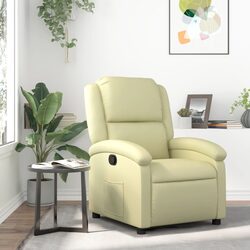 Recliner Chair Cream Leather Manual Recline Armchair Home Lounge Furniture