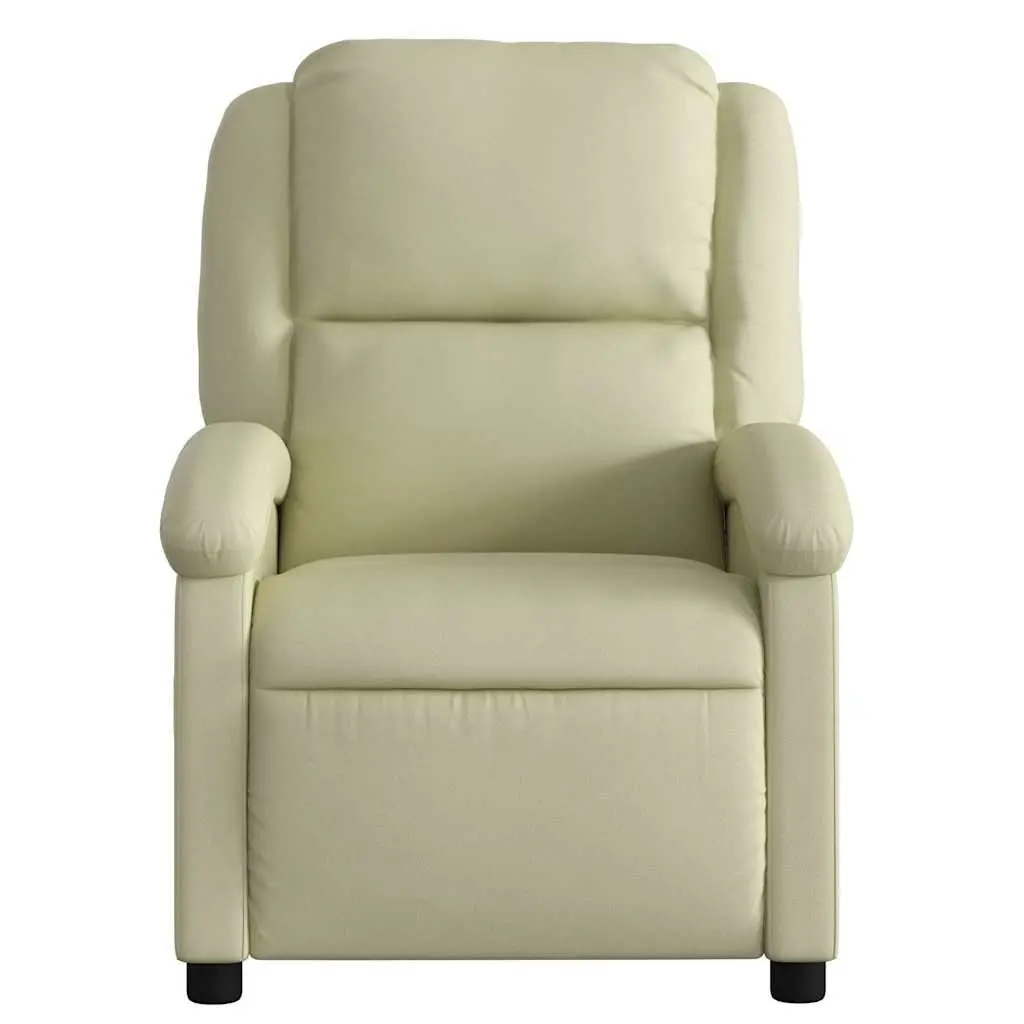 Massage Recliner Chair Cream Leather Manual Recline 6 Points Vibration