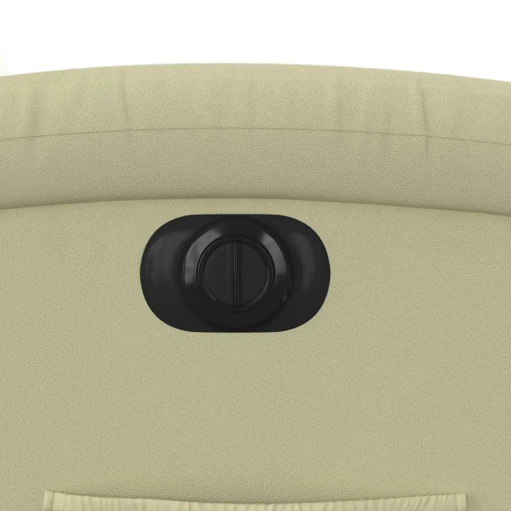 Electric Recliner Chair Cream Leather Adjustable Backrest Footrest Comfort Armchair
