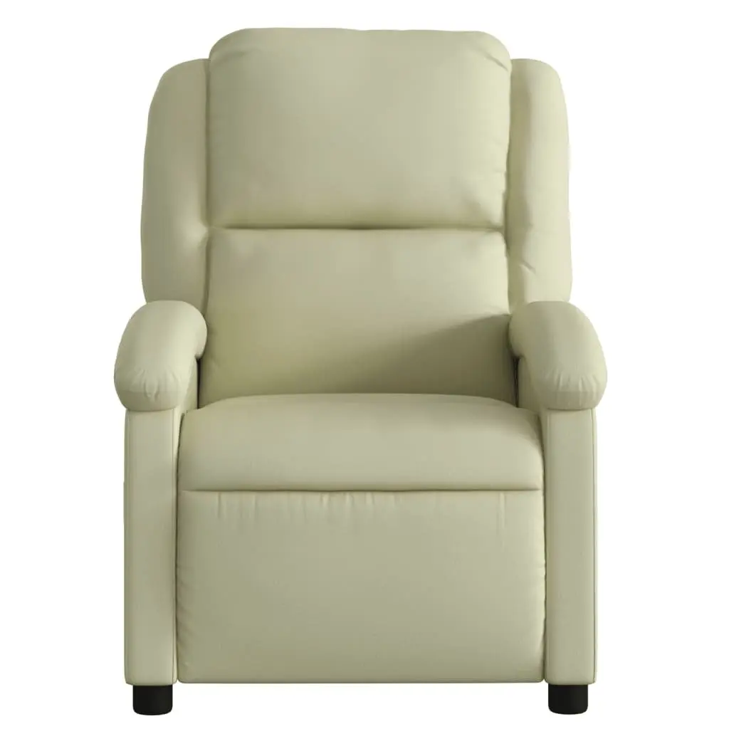 Electric Recliner Chair Cream Leather Adjustable Backrest Footrest Comfort Armchair