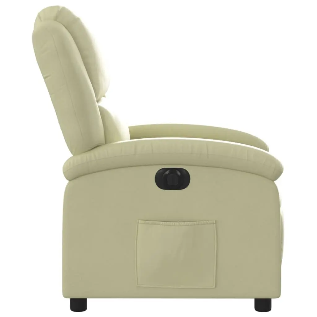Electric Recliner Chair Cream Leather Adjustable Backrest Footrest Comfort Armchair