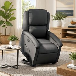 Black Power Lift Recliner Chair with Leather