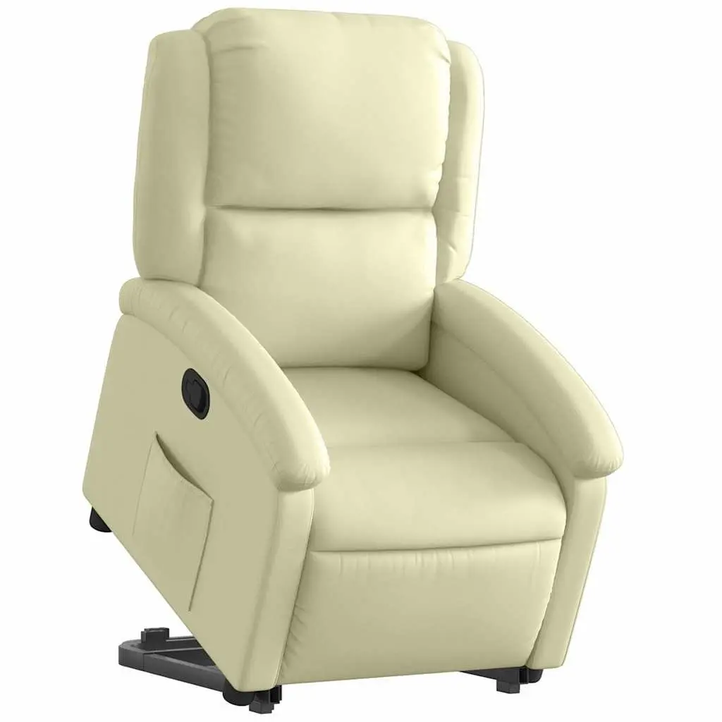 Stand Up Recliner Chair Cream Leather Power Lift Electric Elderly Armchair