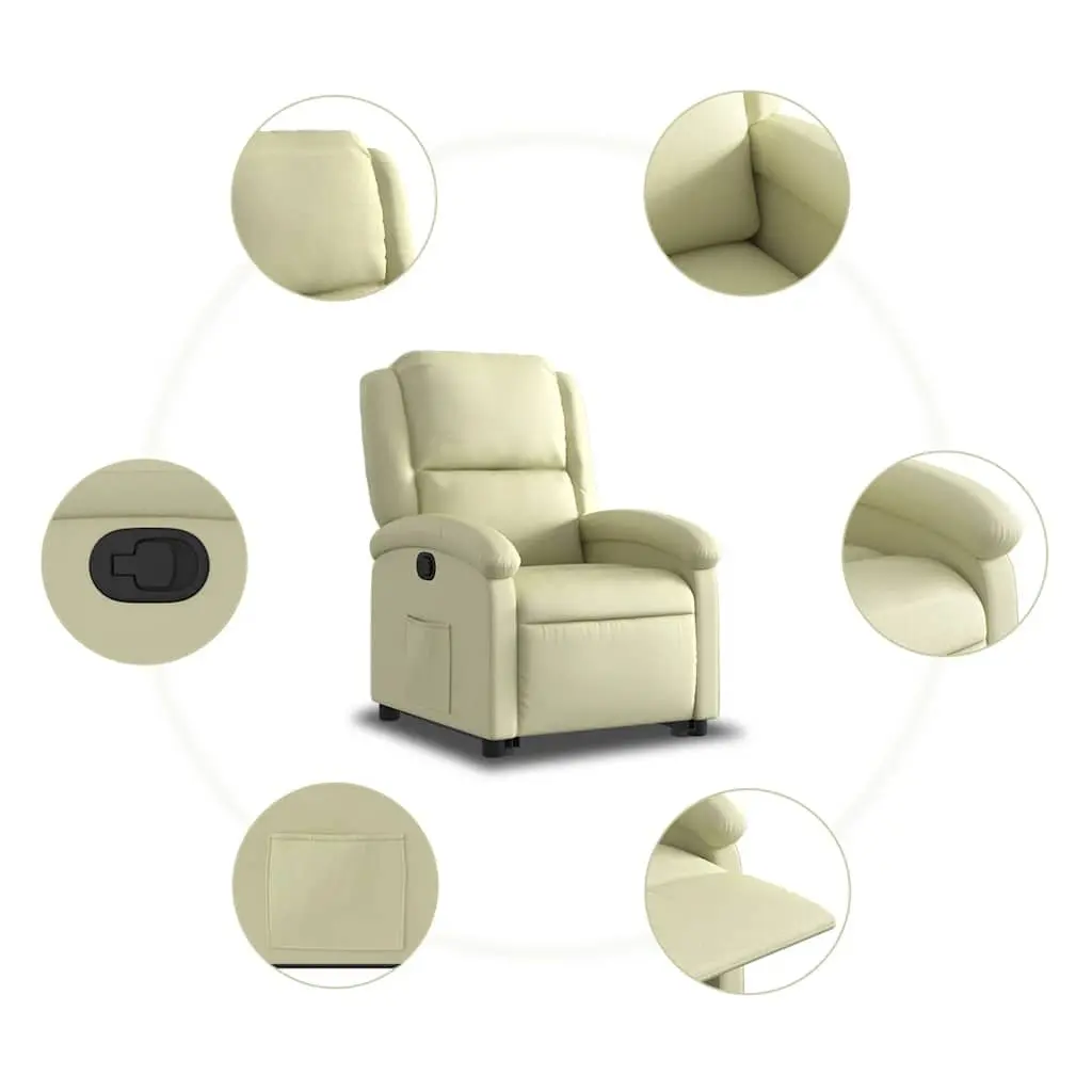 Stand Up Recliner Chair Cream Leather Power Lift Electric Elderly Armchair