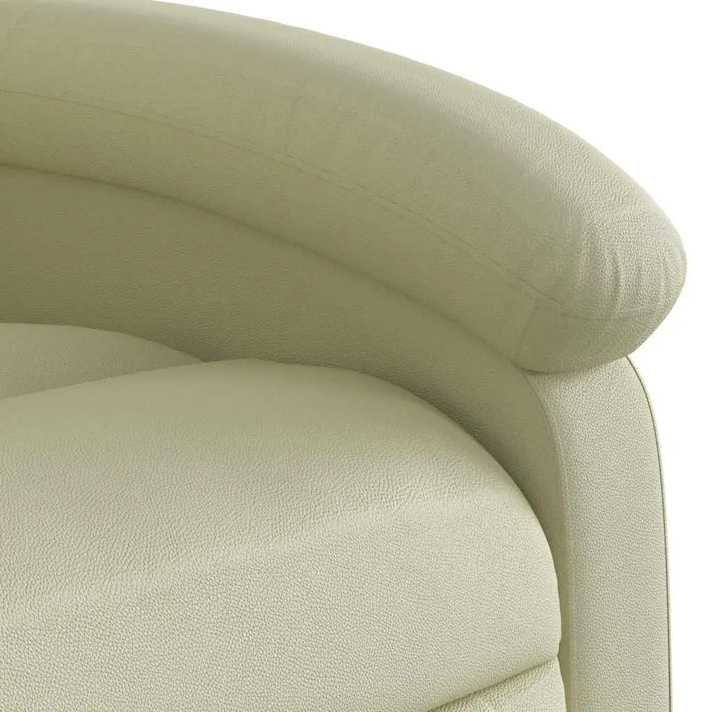 Stand Up Massage Recliner Chair Cream Leather Vibration Comfort Power Lift Manual Recline