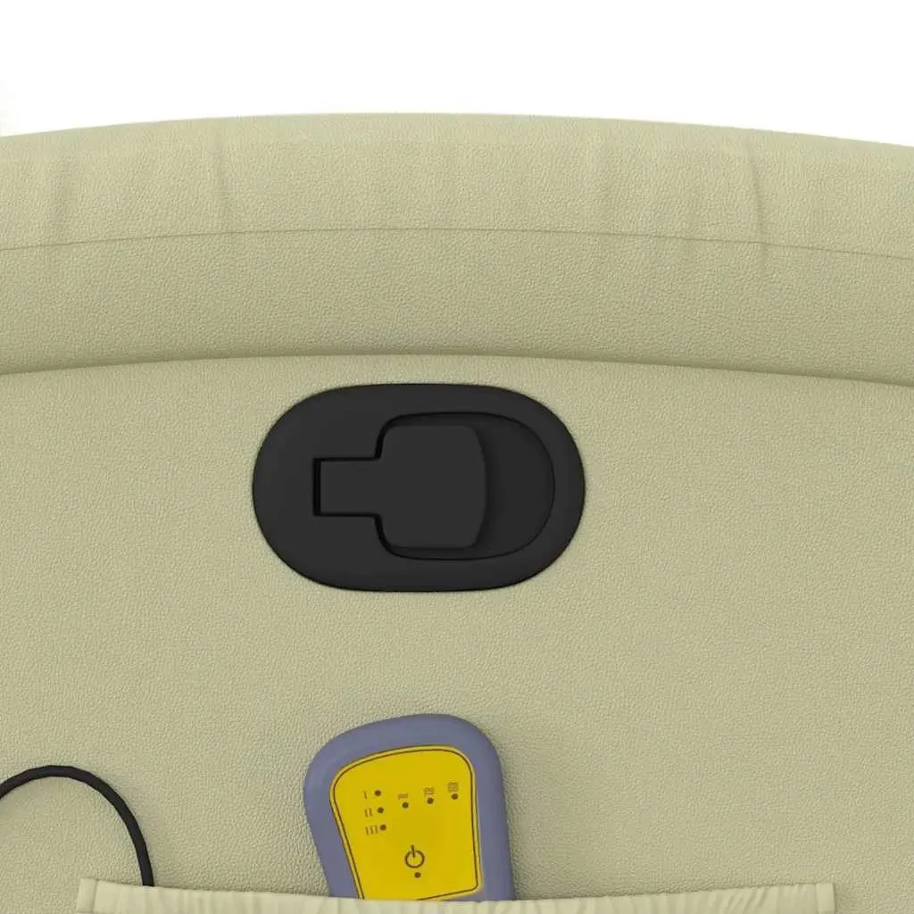 Stand Up Massage Recliner Chair Cream Leather Vibration Comfort Power Lift Manual Recline