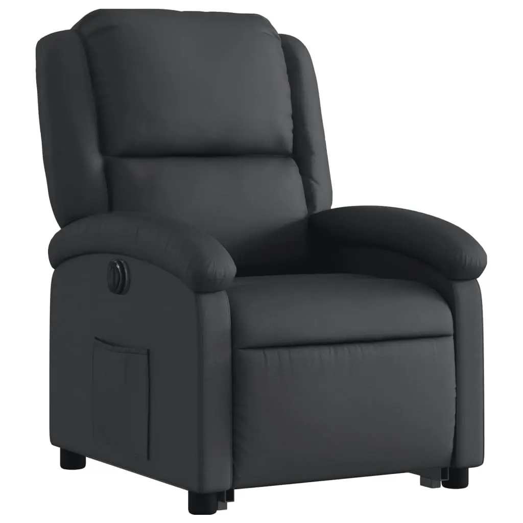 Electric Recliner Chair Black Leather Power Lift Comfort