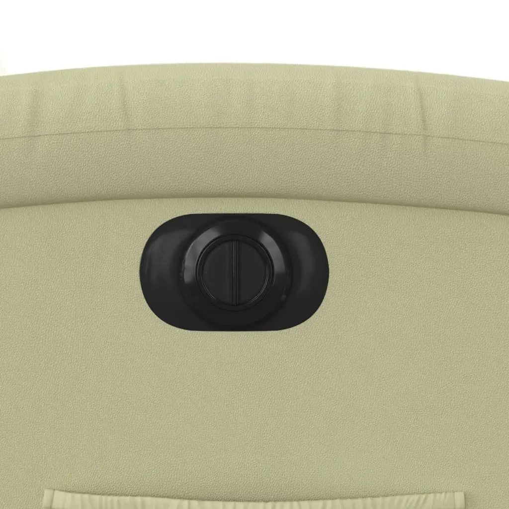 Electric Recliner Chair Cream Leather Power Lift Function Elderly Comfort