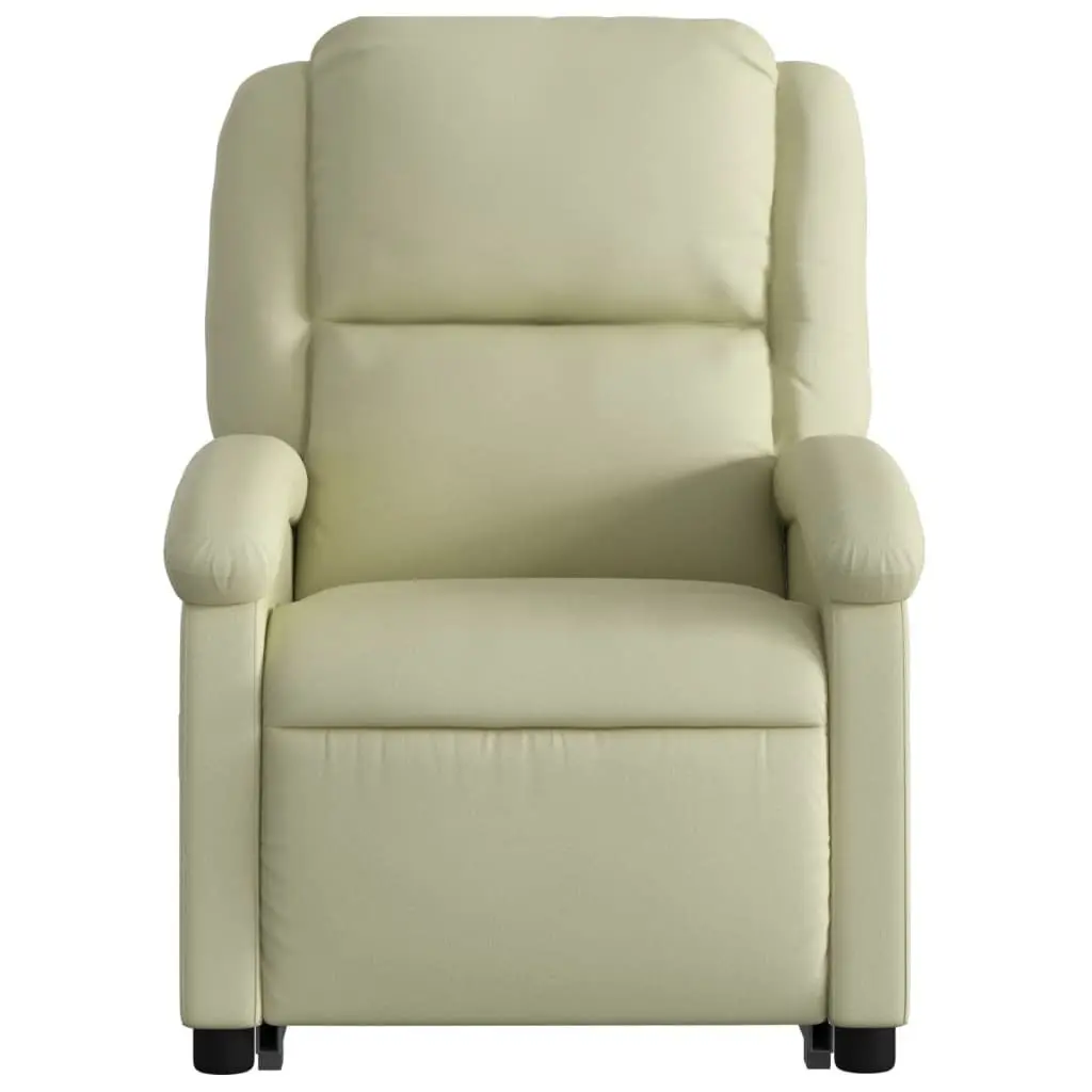 Electric Recliner Chair Cream Leather Power Lift Function Elderly Comfort