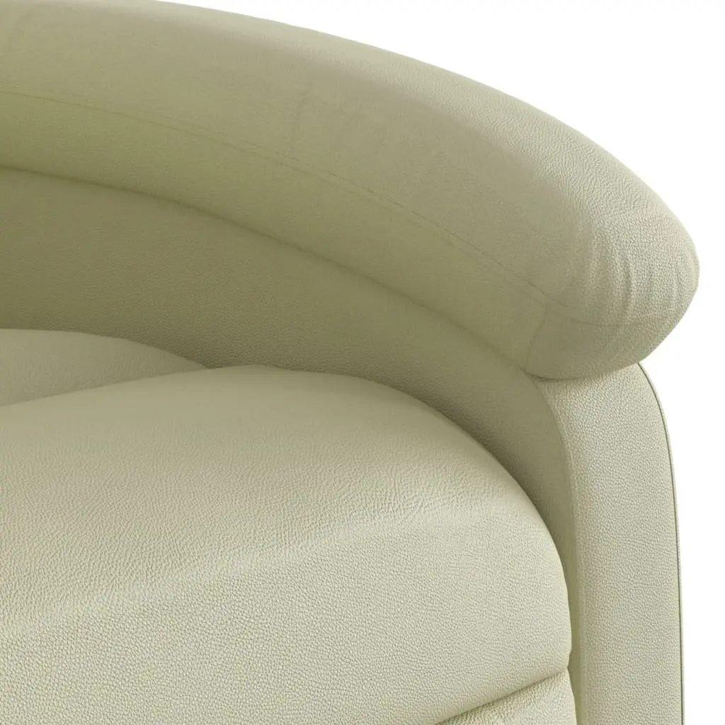 Electric Recliner Chair Cream Leather Power Lift Function Elderly Comfort