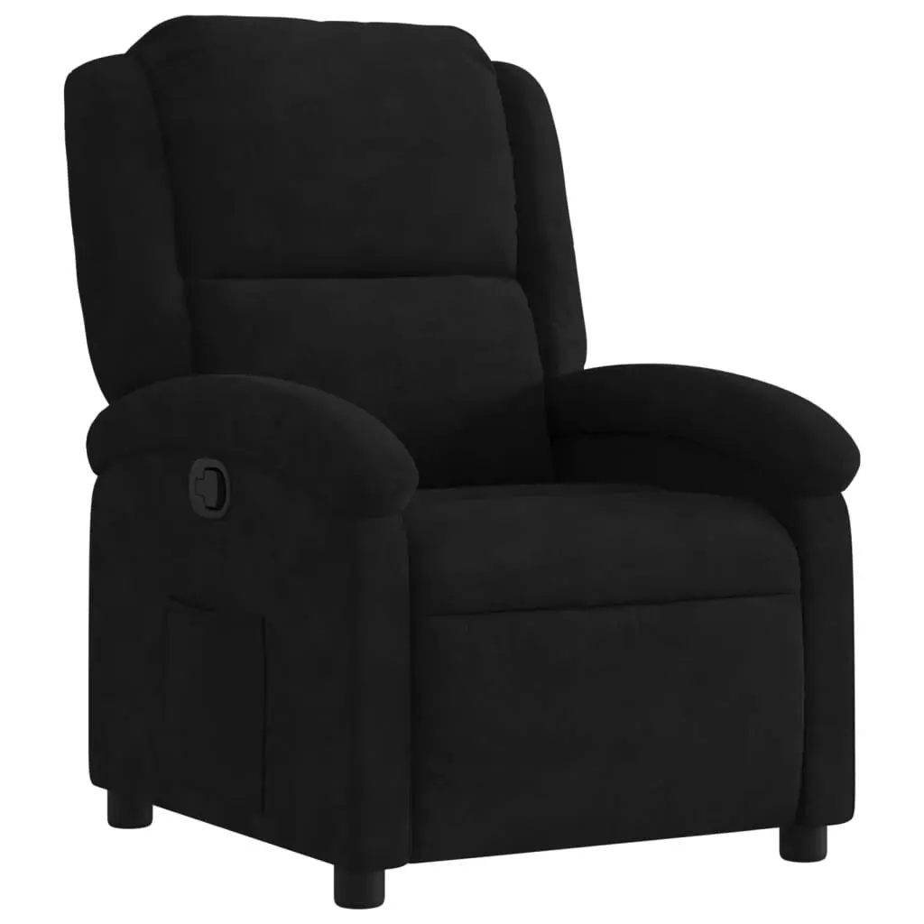 Recliner Chair Black Velvet Manual Adjustable Armchair Lounge Seat with Footrest