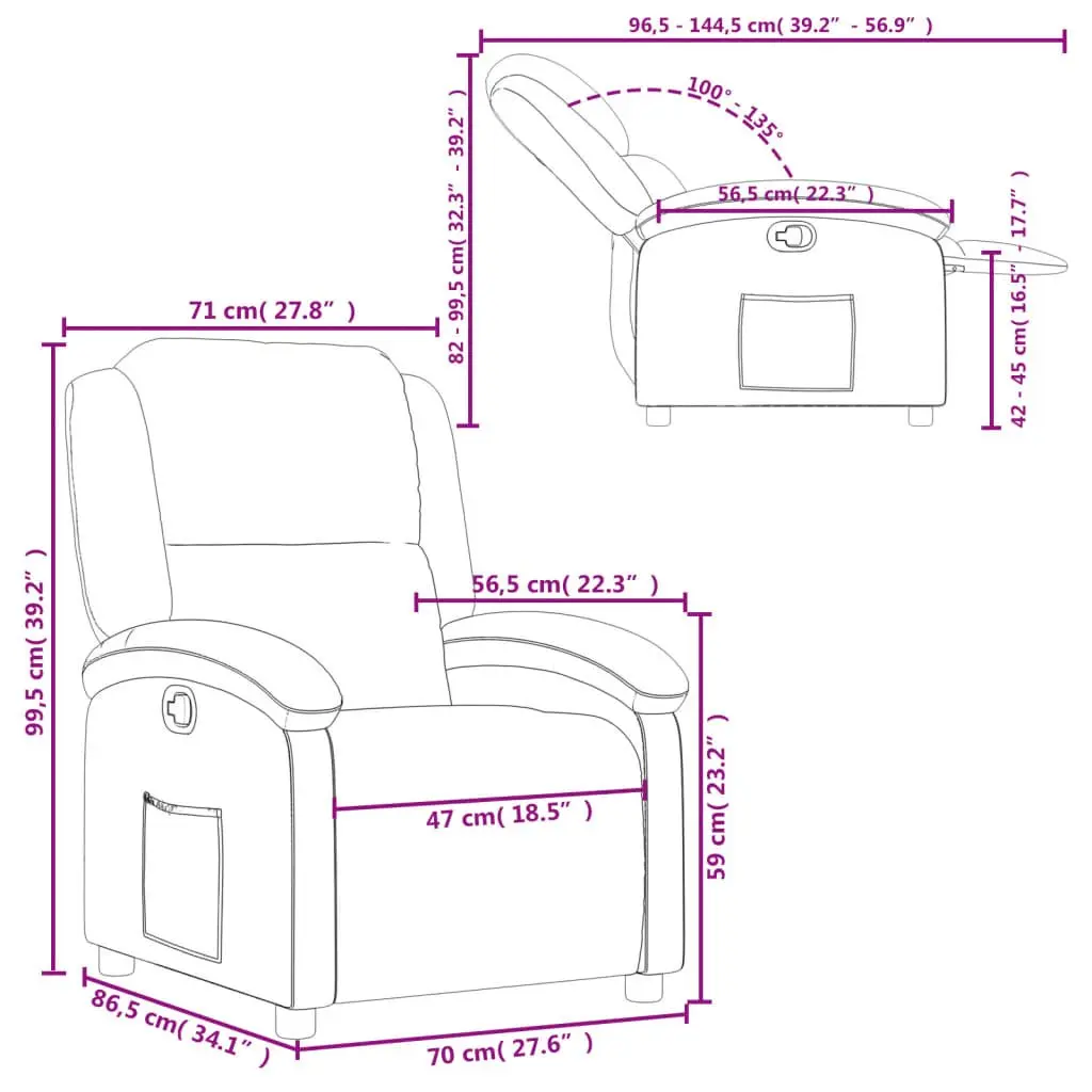 Recliner Chair Black Velvet Manual Adjustable Armchair Lounge Seat with Footrest