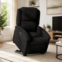 Compact Electric Recliner Chair in Black Velvet