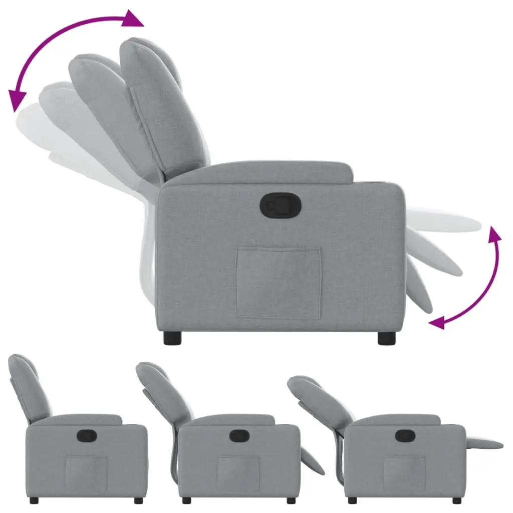Recliner Chair Grey Fabric Manual Recline with Cup Holders Side Pocket