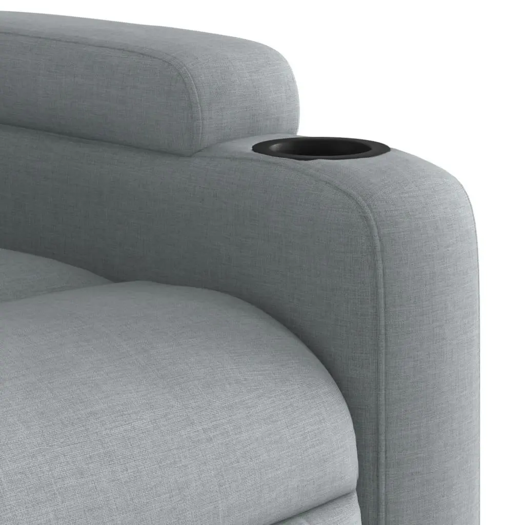 Recliner Chair Grey Fabric Manual Recline with Cup Holders Side Pocket
