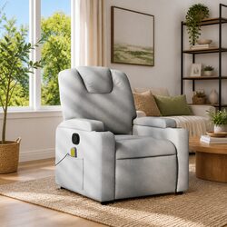 Light Grey Manual Reclining Massage Armchair for Relaxation