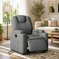 Grey Fabric Electric Recliner Chair with Footrest