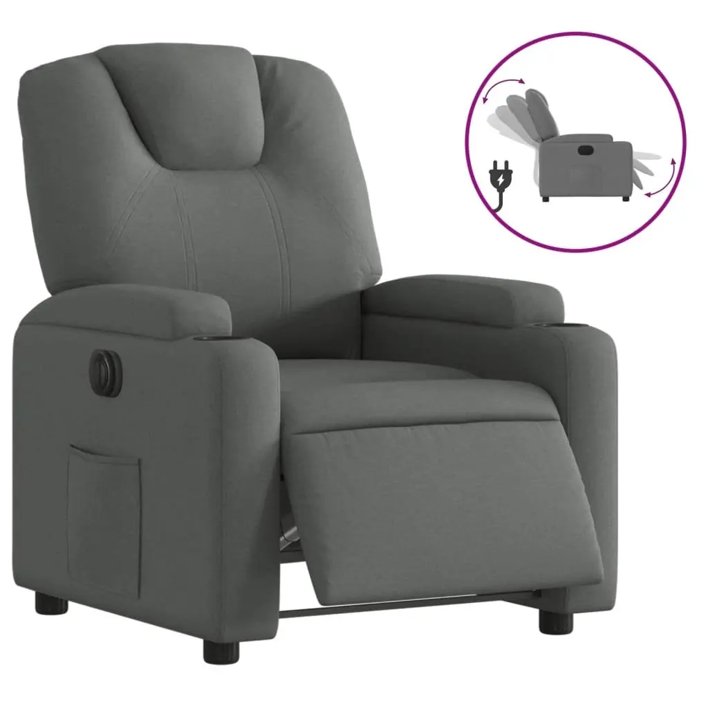 Electric Recliner Chair Grey Fabric Automatic Footrest Lounge Seat