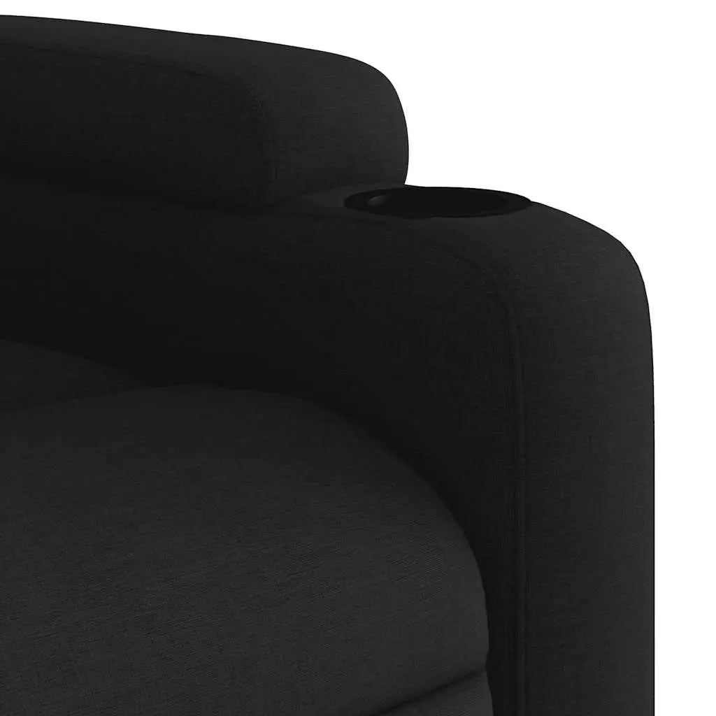 Electric Reclining Massage Chair Black Fabric Vibration Lounger with Footrest