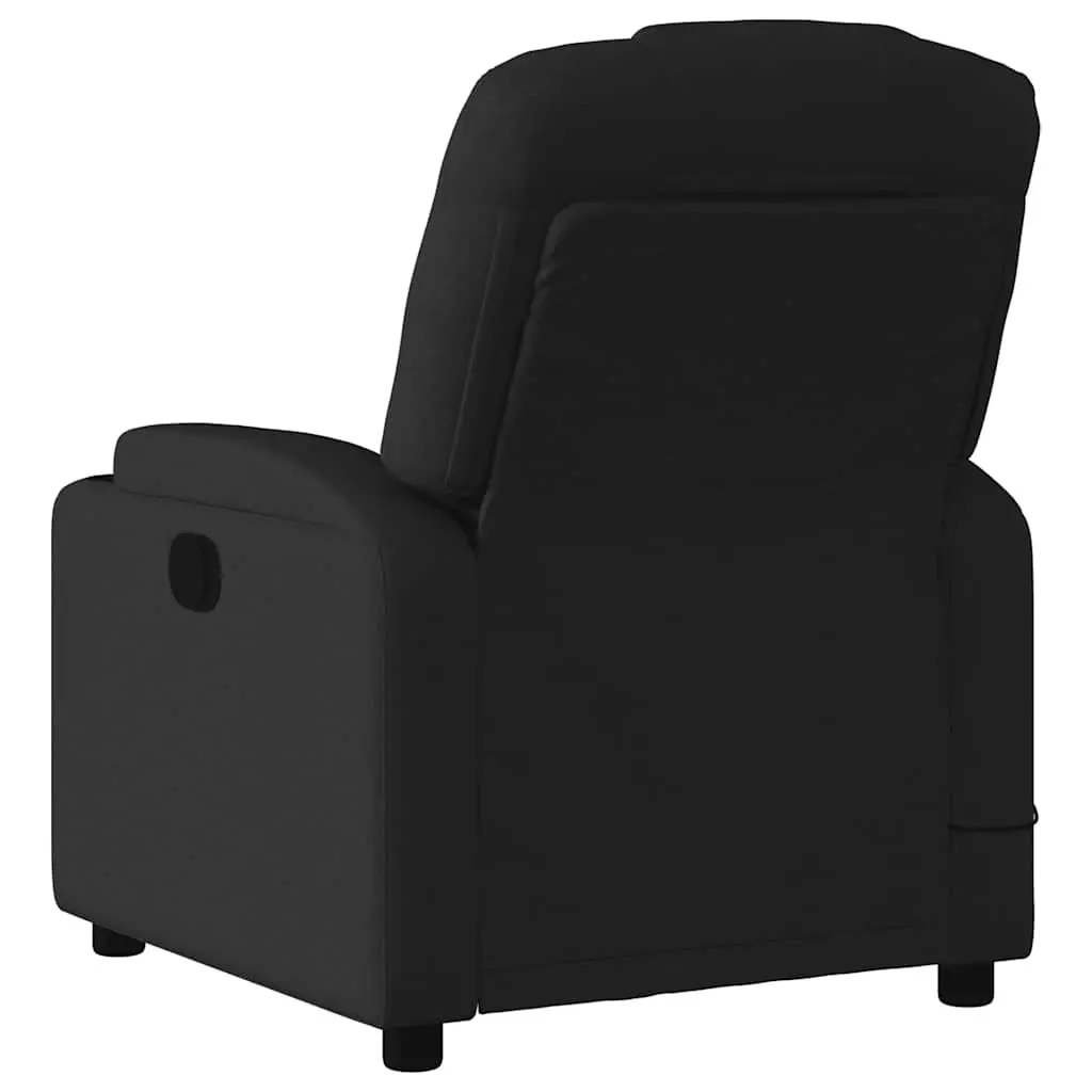 Electric Reclining Massage Chair Black Fabric Vibration Lounger with Footrest