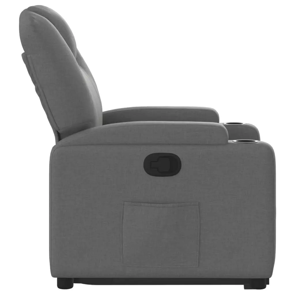 Electric Power Lift Recliner Chair Dark Grey Fabric Manual Recline Comfort