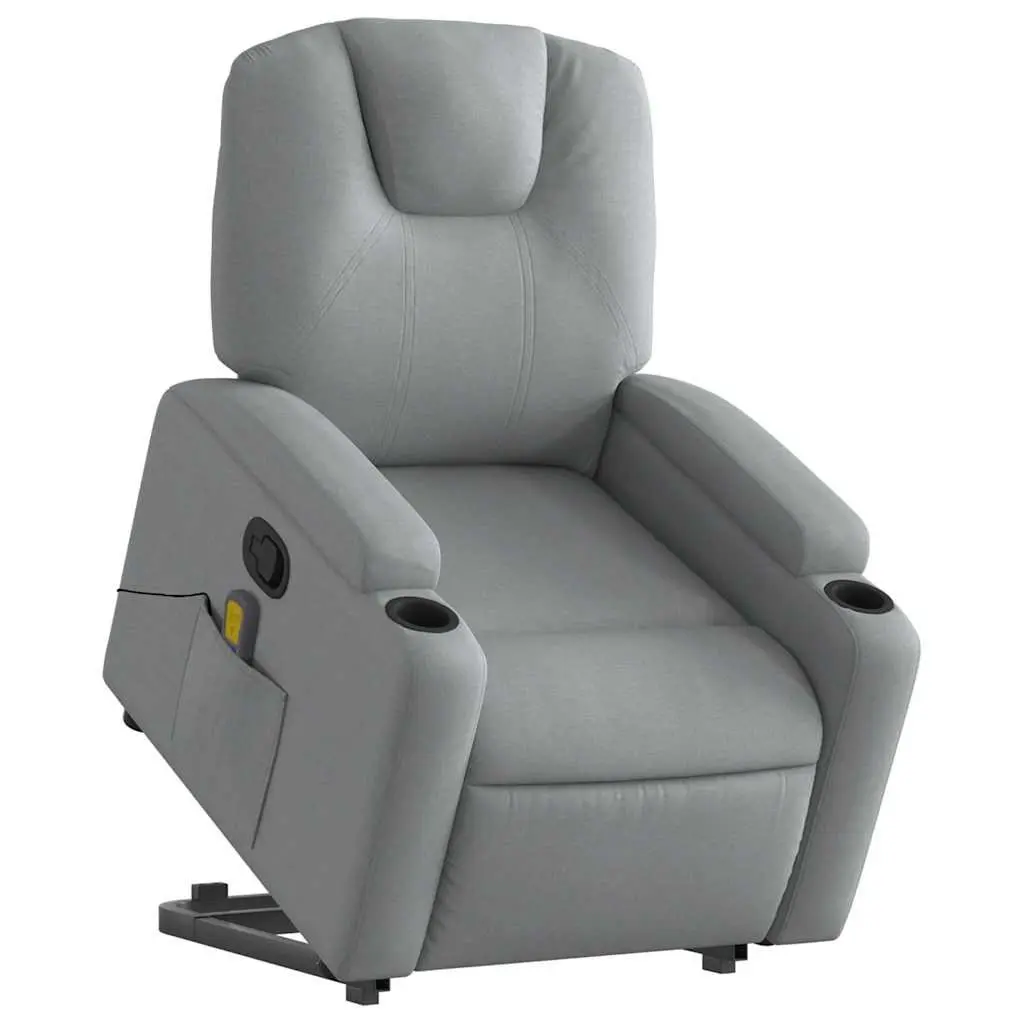 Electric Massage Chair Grey Fabric Power Lift Recliner with Manual Reclining and 6 Massage Points