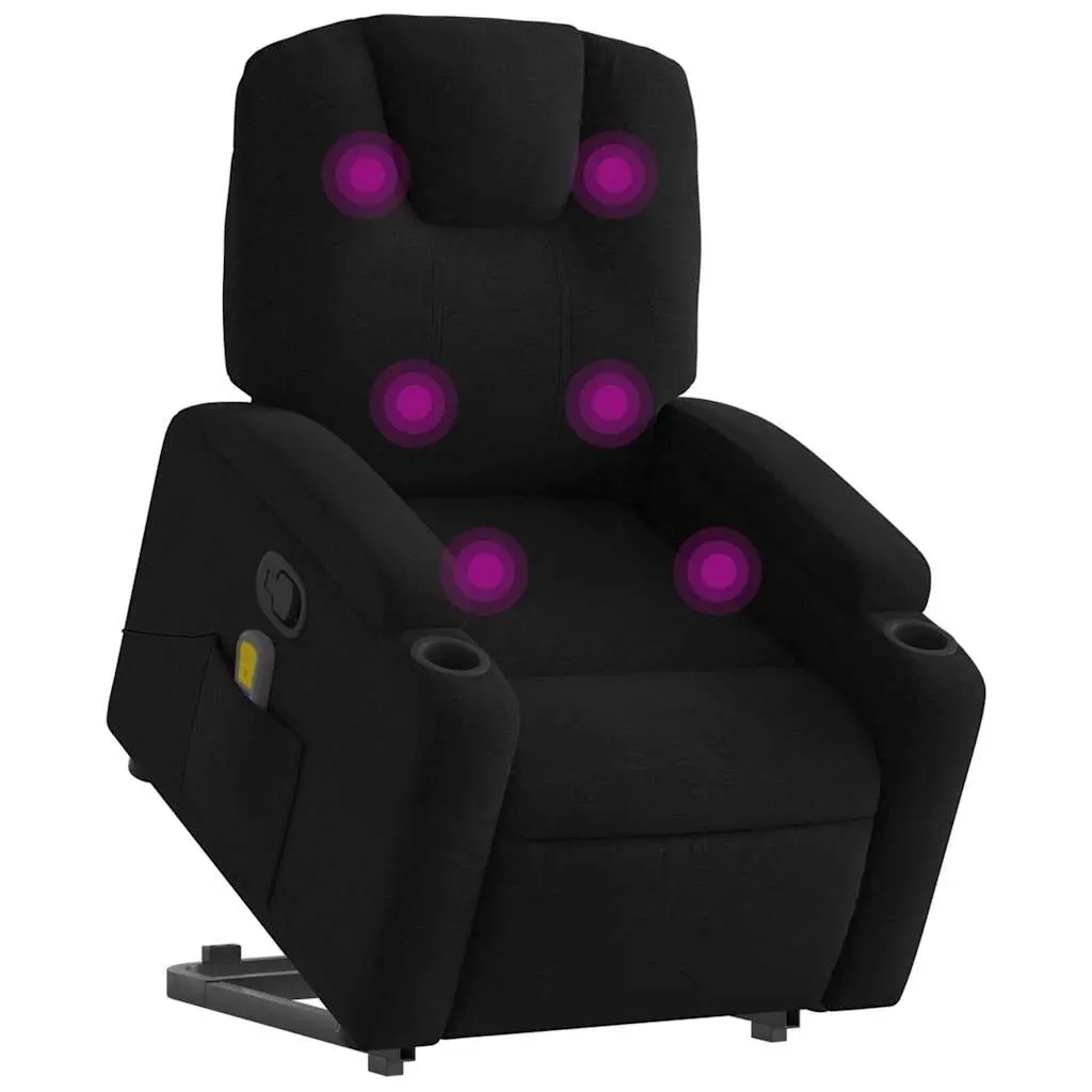 Electric Massage Chair Black Fabric Power Lift Recliner with Manual Reclining and Multiple Massage Points