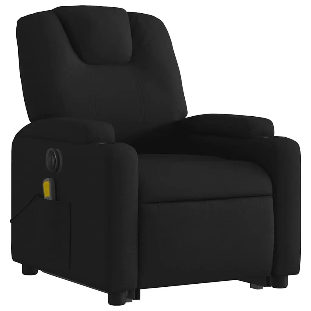 Electric Massage Chair Black Fabric Power Lift Recline Vibration