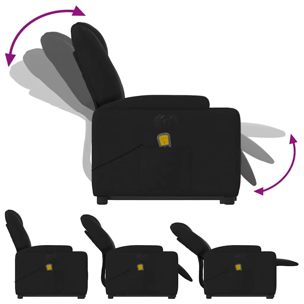 Electric Massage Chair Black Fabric Power Lift Recline Vibration