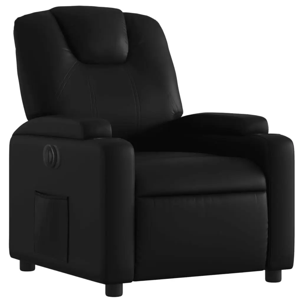 Electric Recliner Chair Black Faux Leather 135 Degrees Motorized Adjustment with Cup Holders