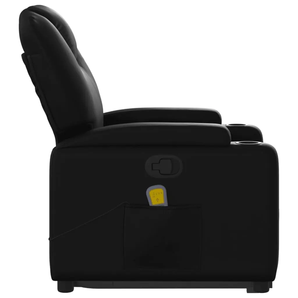 Stand Up Massage Recliner Chair Black Faux Leather Power Lift Electric Armchair