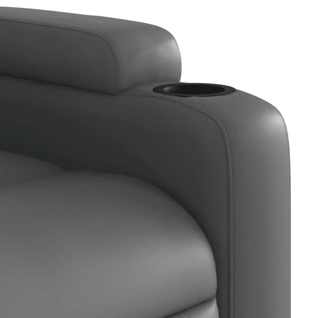 Stand Up Massage Recliner Chair Grey Faux Leather Power Lift Elderly Armchair